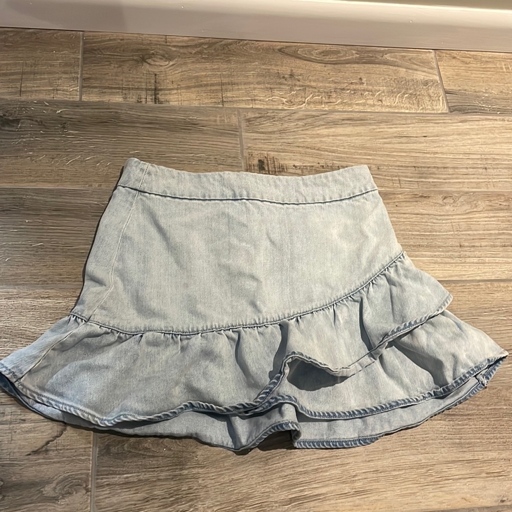 1 State Ruffled Jean Skirt
